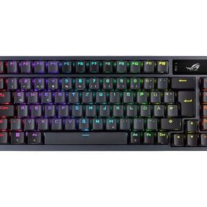 ASUS ROG Azoth kabellose mechanische Gaming Tastatur (75% Formfaktor, ROG NX-Switches, PBT-Doubleshot-Tastenkappen, OLED-Display, Bluetooth, 2,4-GHz-RF Wireless, USB, DE QWERTZ-Layout) schwarz
