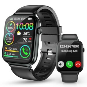 Smartwatch Herren Damen, 1,85″ HD Touchscreen Smart Watch mit Telefonfunktion, 100+ Sportmodi Sportuhr mit Schrittzähler/Schlafmonitor/Herzfrequenzmonitor, IP68 Wasserdicht Fitnessuhr für iOS Android
