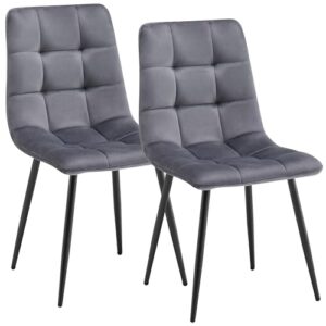 Deuline Esszimmerstühle Essstühle Samtbezug Polsterstuhl Stühle Esszimmer Stuhl Milano 2er-Set GRAU 521251