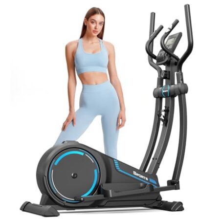 Dripex Crosstrainer für Zuhause, magnetisches Ellipsentrainer mit 16 Widerstandsstufen, 8 kg Schwungrad, 15,3 Zoll Schrittlänge, Multifunktionaler LCD-Monitor, Pulssensor, Gerätehalter