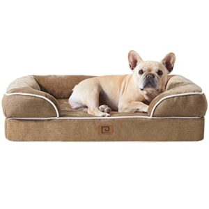 EHEYCIGA Orthopädisches Hundebett Kleine Hunde, 76x51cm, Memory Foam Hundekorb Mittelgroße Hunde, Waschbar Hundesofa Wasserdicht rutschfest, Hundecouch mit Hohem Rand, Kamel