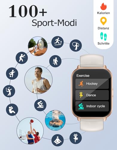 RUIMEN Smartwatch mit Telefonfunktion,Smartwatch für Damen Herren HD-Touch Screen Fitnessuhr mit SpO2-Überwachung Pulsuhr Schlafmonitor Schrittzähler Uhr Multi Trainingsmodi für Android iOS – Bild 4