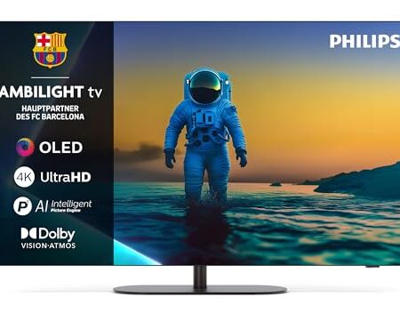 Philips Ambilight 55OLED810 4K OLED Smart TV - 55 Zoll Display mit P5 AI Perfect Picture Engine Ultra HD, Titan OS, Dolby Vision und Atmos Sound - Funktioniert mit Alexa und Goo...