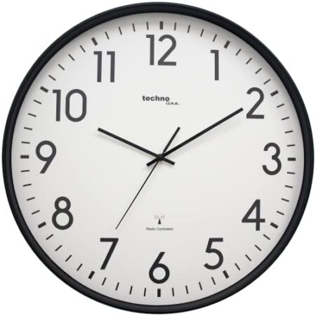 Technoline XXL Funkwanduhr WT8998, 50 cm, Bahnhofsuhr, XXL Wanduhr, Schwarz