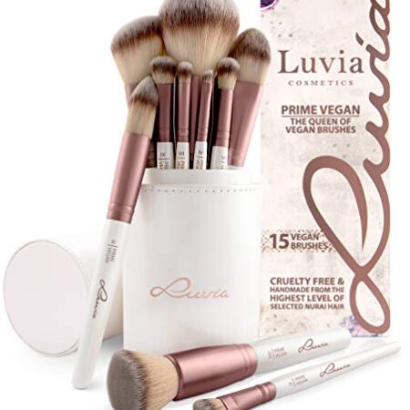 Pinselset Make-Up Von Luvia, Schminkpinsel Inkl. Edlem Pinselhalter & Satin Tasche Für Kosmetikpinsel, Beauty Brush Set Prime Vegan