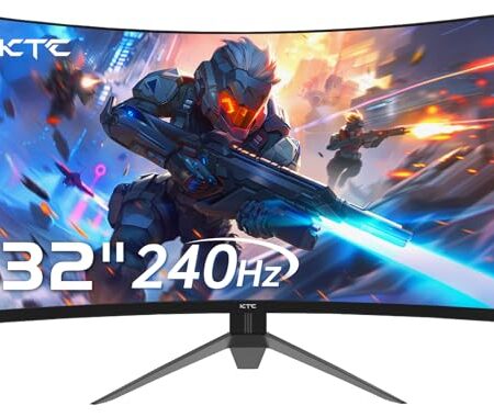 KTC Gaming Monitor 32 Zoll FHD Curved Monitor, 240Hz, 1ms, 1920x1080, Freesync & G-sync, HVA 1500R PC Bildschirm, 125% sRGB, Blaulicht Reduktion, VESA, DP1.4/HDMI 2.0 240Hz, USB2.0, H32S17F