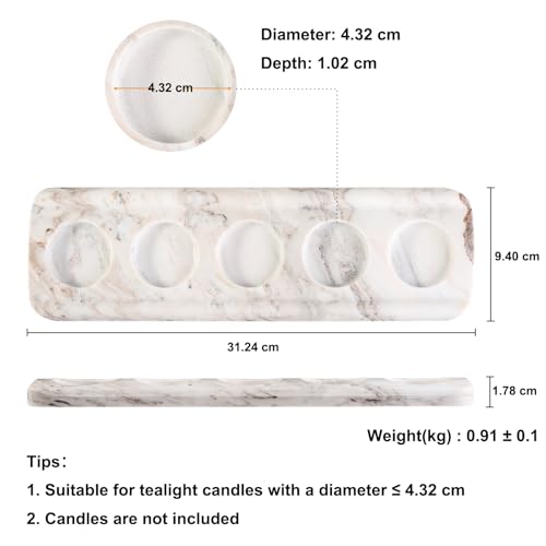 Cahzfie Luxuriöse Italien Naturmarmor 5-Fach Teelichthalter, Kerzenhalter, Wohnzimmer Schlafzimmer Deko Tischdeko, Kerzenständer für Hochzeit, Geburtstag, Urlaub (Palissandro Classico) – Bild 4