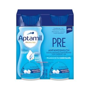 Aptamil Pronutra Pre – Anfangsmilch von Geburt an – Mit pflanzlichen Ölen ohne Palmöl – 6 x 4 x 200 ml