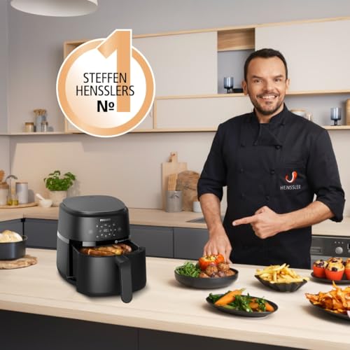 Philips Airfryer 2000 Series Heißluftfritteuse, 4,2L, Digitaler Touchscreen, 13 Garoptionen, 9 voreingestellte Funktionen, 90% weniger Fett mit RapidAir Technologie, 1500W Leistung, Schwarz (NA229/00) – Bild 4