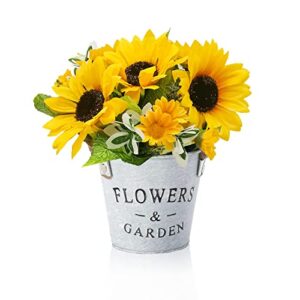 METODIM Künstliche Blumen, Sonnenblume Künstliche Pflanzen im Topf, Dekoblumen Kunstpflanze, Indoor Outdoor Fälschung Grünes Pflanzen Tischdeko Hochzeit Wohnzimmer Balkon Deko Schlafzimmer Geschenk
