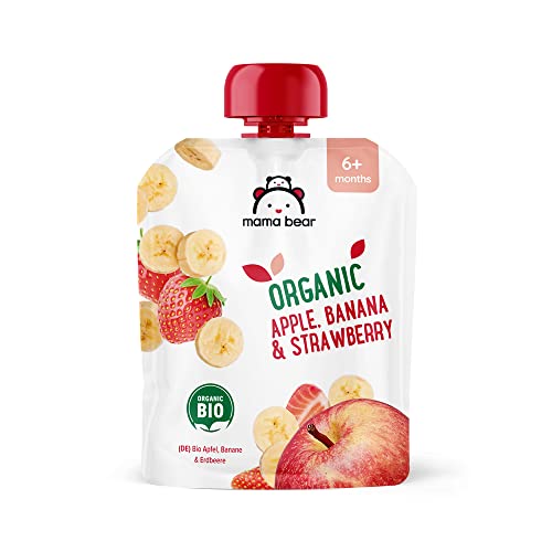 Amazon-Marke: Mama Bear Quetschie Bio Apfel, Banane und Erdbeere, vegetarisch, 90g (6er-Pack) – Bild 3
