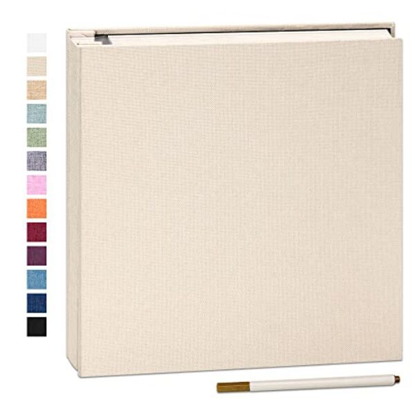 Yopih Selbstklebendes Fotoalbum 28×27 cm für 10×15, 13×18, 20×25 cm Bilder, DIY Fotoalbum zum Selbstgestalten, 40 Selbstklebende Seiten mit Metallstift, Hochzeit Baby Reise Geschenk, Beige