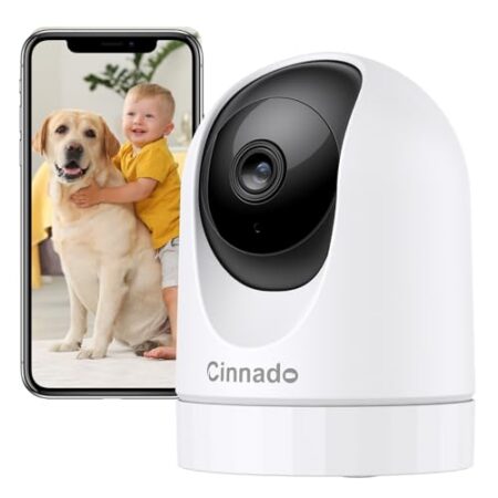 Cinnado Überwachungskamera Innen - 2K Babyphone mit Kamera, 360 Grad WLAN Indoor Hundekamera mit APP, Automatische Verfolgung, Zwei-Wege-Audio, Bewegungserkennung, Nachtsicht, k...