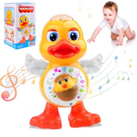 Tanzendes Entenspielzeug mit Musik und Lichtern, Ente Spielzeug, Spielzeug Entes, Ente Musik Kinderspielzeug, Krabbelspielzeug Baby, Tummy Time Toys für 1 2 3 Jahre Kinder,Babys...