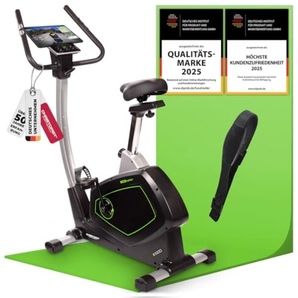 Christopeit Ergometer Heimtrainer Fahrrad Eco 1000 – Fitnessgerät mit Generator – Stromlos trainieren, leise, 10kg Schwungmasse, Bluetooth, Kinomap-App, bis 150kg