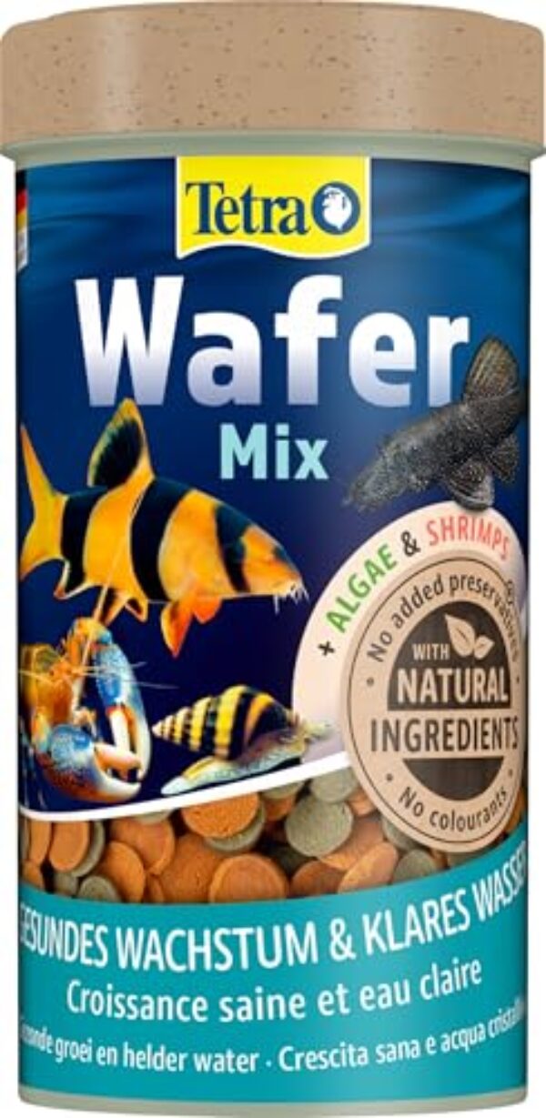 Tetra Wafer Mix – Fischfutter für alle Bodenfische (z.B. Welse) und Krebse, für gesundes Wachstum und Vitalität, 250 ml Dose