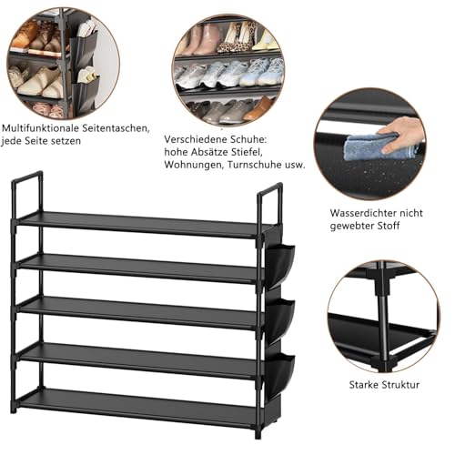 OYREL Schuhregal 5 Ebenen Schuhständer Schuhorganizer für 20-25 Paar Schuhe Platzsparend & Stabil Schuhschrank für Eingangsbereich, Kleiderschrank und Garage – Bild 6