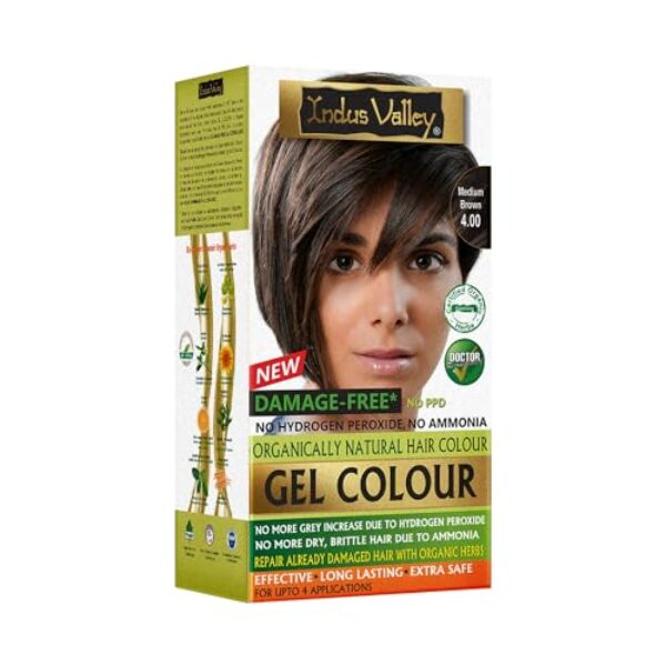Indus Valley Natural Organic Damage Free Permanent Gel Hair Color Up to 100% Gray Coverage |Doctor Recommended| Bio Natural Certified (Medium Brown)
