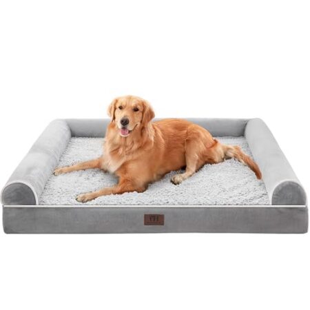 WESTERN HOME Hundebett Mittelgroße Hunde Hundekorb OrthopäDisches Hundebett Hundesofa Wasserdicht 91x68x16 cm Hundebetten mit Waschbar Abdeckung Hundekorb Grosse Hunde, Grau