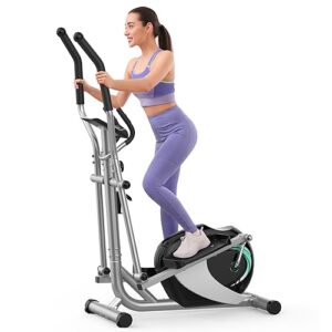 Dripex Crosstrainer für Zuhause, Extrem leises magnetisches Ellipsentrainer mit 6KG Schwungrad, 8 Widerstandsstufen, Pulssensor, LCD Monitor & Gerätehalterung (Grün)