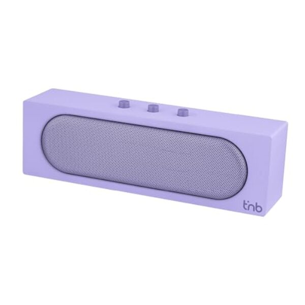 T’nB – Bluetooth-Lautsprecher Rainbow Barre, Bluetooth 5.4, 10 W RMS, 8 Std. Akkulaufzeit, TWS-Stereo, Micro-SD, 3,5-mm-Klinke, FM-Radio, Kompaktformat 24 × 7 cm, 1200-mAh-Akku – Fliederlila
