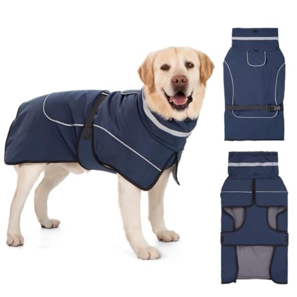 Axcimond Mantel Hund Wasserdicht Winter Hundemantel Warm Wasserdicht Hundejacke Fleece Hundepullover Hundemantel mit Fellkragen Reflektierend Winterjacke für Kleine Mittlere Große Hunde Regenmantel