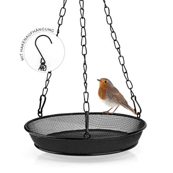 WILDLIFE FRIEND I Futterspender für Mehlwürmer zum Aufhängen Ø 18cm I Futtersäule für Vögel, Metall Futterstation zur ganzjährigen Wildvögel Fütterung, Futterschale aus Metall