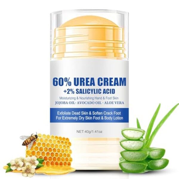 Urea Foot Cream 60% plus 2% Salicylsäure, Eine Feuchtigkeitscreme für Trockene und Rissige Füße, Knie, Ellbogen und Hände, Macht die Haut Weich, Entfernt Abgestorbene Hautzellen und Glättet die Haut