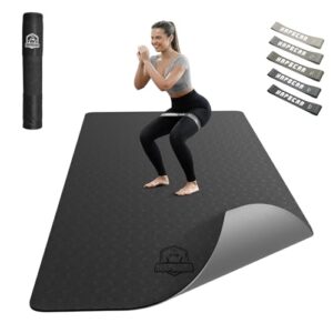 HAPBEAR Yogamatte XXL – 183cmx91cmx6mm Dicke, Extra Groß Rutschfest Breit Yoga Matte, Gymnastikmatte Sportmatte Fitnessmatte, TPE Matte Trainingsmatte, Inklusive Resistance Bands & Tragetasche