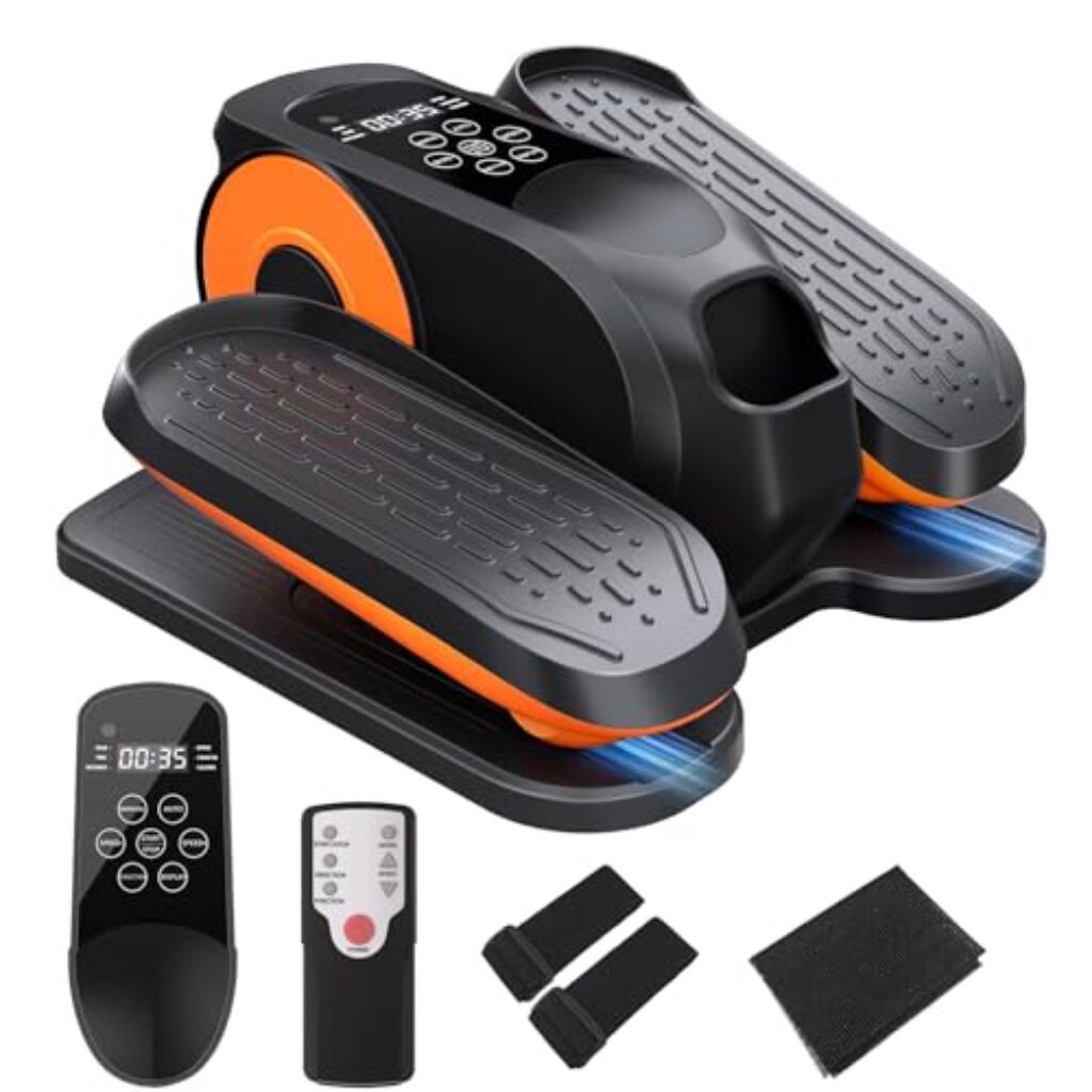 Morelax Mini Ellipsentrainer, Untertisch Elektrischer Crosstrainer für Zuhause, Leiser & Tragbarer Pedaltrainer für Senioren mit Fernbedienung, Display, Rutschfestem Pad, 12 Geschwindigkeiten
