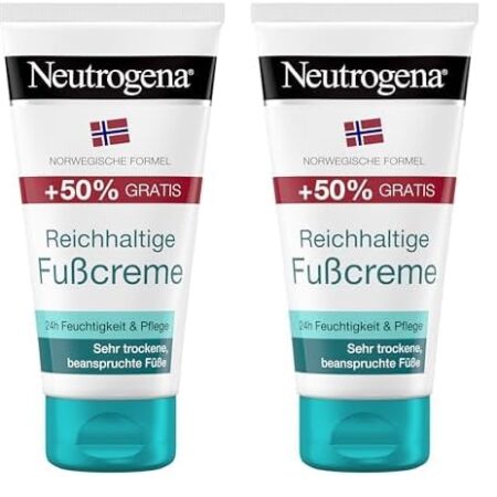Neutrogena Reichhaltige Fußcreme, feuchtigkeitsspendende Fußcreme für sehr trockene Füße mit Glycerin, Allantoin & Panthenol, beruhigende Fußpflege Creme für spürbar geschmeidigere Haut (150 ml)