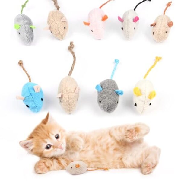 Adiwo Katzenspielzeug Maus, 9 Stück Plüsch Maus mit Katzenminze, Interaktives Katzenspielzeug für Katzen und Kätzchen, Ideal für kleine Rassen