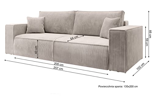 Selsey Sofa Schlafsofa Couch Mit Stauraum Schlaffunktion Pflegeleicht Polyurethanschaum Kordsamt Weich Honig Farese – Bild 4
