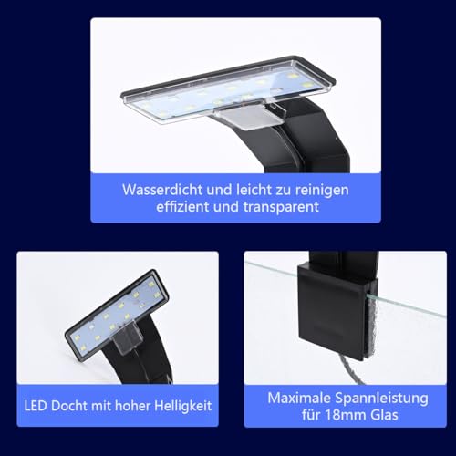 GERUI Aquarium LED Beleuchtung, 3 Farben Licht Lampe, 220V 6W Nano Beleuchtung für Wasserpflanzen und Fische (1) – Bild 6