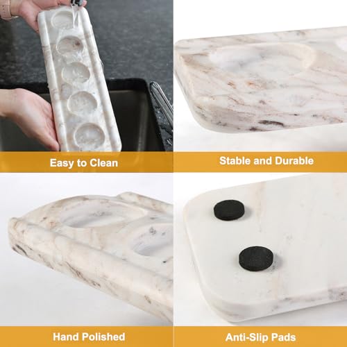 Cahzfie Luxuriöse Italien Naturmarmor 5-Fach Teelichthalter, Kerzenhalter, Wohnzimmer Schlafzimmer Deko Tischdeko, Kerzenständer für Hochzeit, Geburtstag, Urlaub (Palissandro Classico) – Bild 6