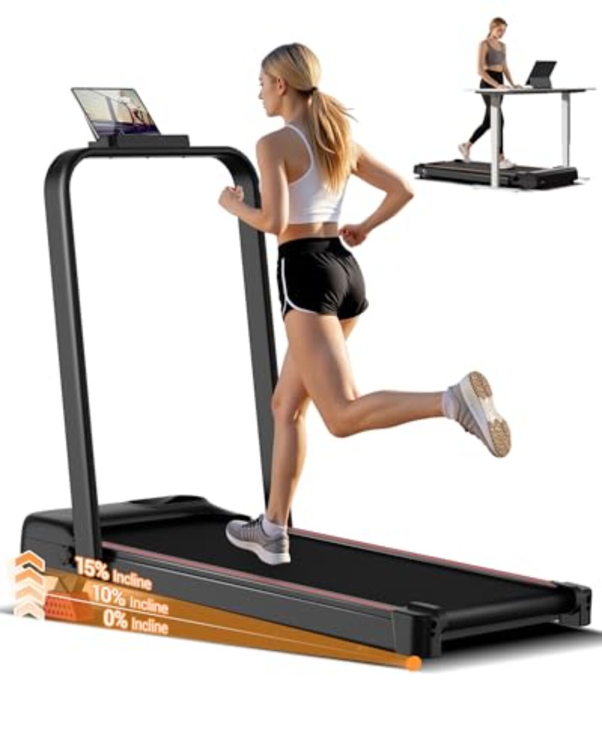 CURSOR Laufband für Zuhause mit Steigung 15%, 12KM/H Laufbänder, Treadmill for Home mit Handgriff,Max Belastung 136KG