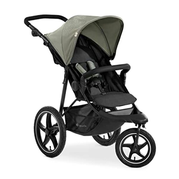 hauck Runner 2, Mickey Mouse Olive – Robuster Dreirad Buggy mit XL Lufträdern, Federung, UV Schutz 50+, XL Netzfenster, Verstellbarer Schieber, mit Liegefunktion ab Geburt bis 22 kg, Faltbar