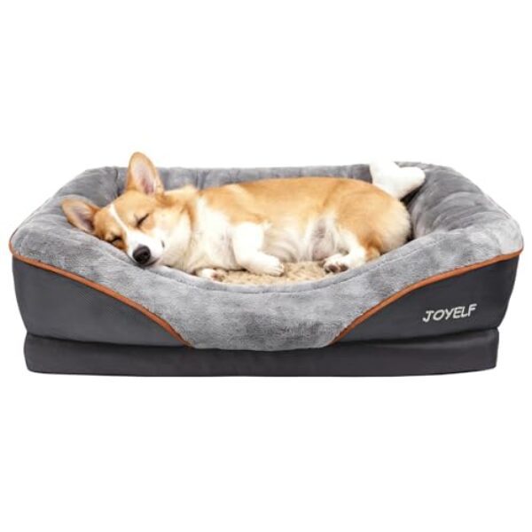 Joyelf Hundebett aus Memory-Schaum, orthopädisches Hundebett & Sofa mit abnehmbarem, waschbarem Bezug und Quietschspielzeug als Geschenk