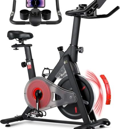 LIFERUN Heimtrainer Fahrrad Magnetwiderstand, Leise Spinning Bike Indoor mit Pulsmessung, LCD-Monitor, einstellbare Sitze, Tablet-Halter, Stationäres Bike Hometrainer für Kardiotraining Zuhause