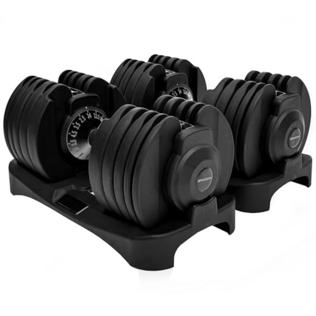 BRAINGAIN Verstellbares Kurzhantel-Paar, 15 in 1 (24kg) & 17 in 1 (40kg) Gewichtsstufen, Smart-Click-Technologie für schnellen Wechsel, Anti-Rutsch-Griff, platzsparend fürs Heimtraining