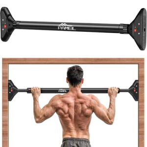 Pameil Klimmzugstange Türrahmen, Pull Up Bar Tragkraft bis 200 Kg, Reckstange Ohne Schrauben 75-94cm Ausziehbar, Neues 360° Drehbares Zahnradschloss (Schwarz, 75-94 cm)