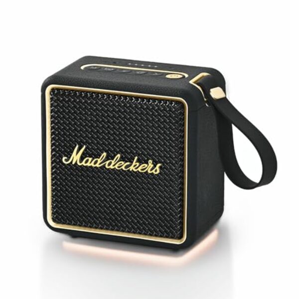 MG II Bluetooth Lautsprecher 40W, Tiefer Bass mit DSP, RGB Licht, IPX7 Wasserdicht, Dual-Treiber,17H+ Akku, TWS Stereo,3 EQ-Modi, Type-C Laden, AUX/TF/USB, Tragbarer Outdoor Speaker(Schwarz & Messing)