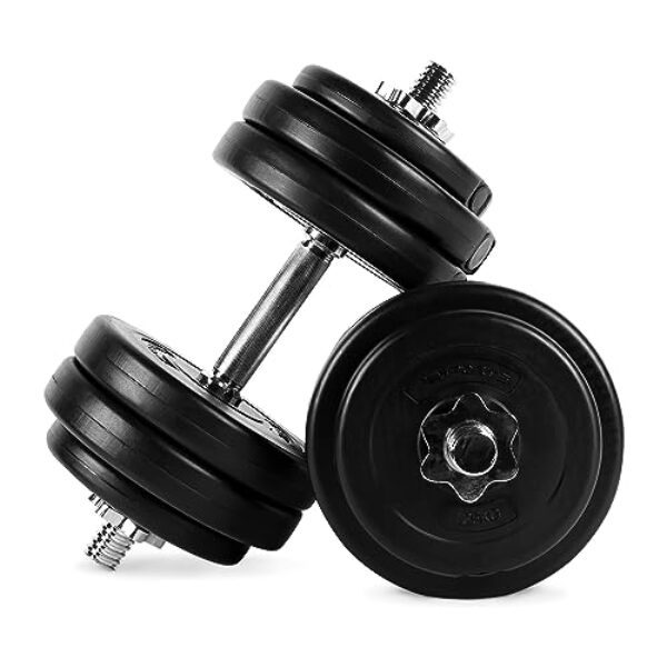 MSPORTS Hantelset Premium – Hantelstange + Hantelscheiben & Sternverschlüsse – verstellbare Langhantel/Kurzhantel Kombination für Home-Gym & Krafttraining