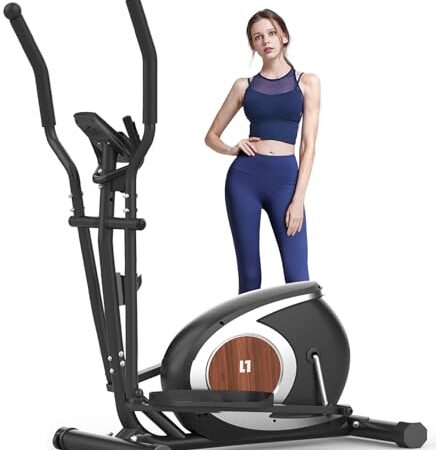 Crosstrainer für Zuhause, Ultraleiser Magnetischer Ellipsentrainer, Unterstützt Bluetooth-Fitness-App mit 16 Einstellbaren Widerstandsstufen, 6KG Schwungrad, LCD-Monitor, Geräte- und Flaschenhalter
