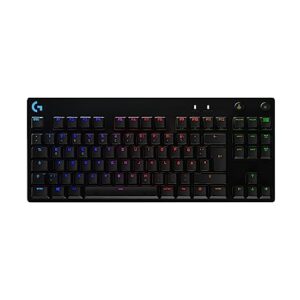 Logitech G PRO Mechanische Gaming-Tastatur – Portable Tenkeyless Design, abnehmbares Micro-USB-Kabel, GX Blue Clicky Switches, LIGHTSYNC RGB Backlit Keys, QWERTZ Deutsch, PC,Mac – Schwarz