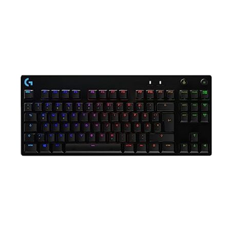 Logitech G PRO Mechanische Gaming-Tastatur – Portable Tenkeyless Design, abnehmbares Micro-USB-Kabel, GX Blue Clicky Switches, LIGHTSYNC RGB Backlit Keys, QWERTZ Deutsch, PC,Mac – Schwarz