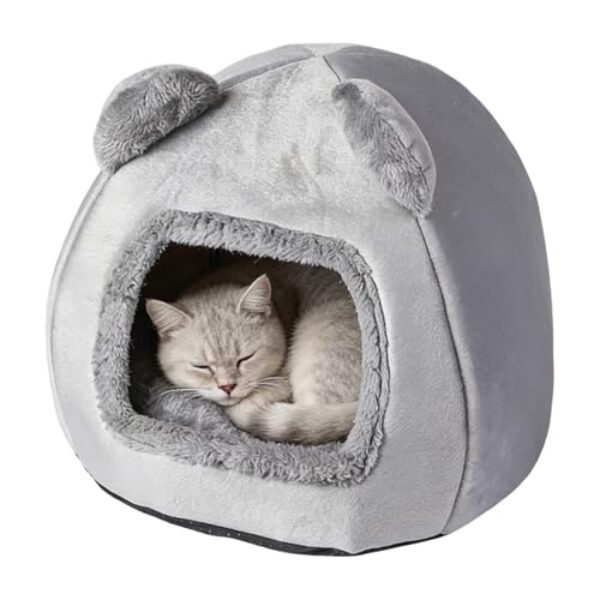 GYHWOFUL Katzenhöhle 40×40 cm, Katzenbett mit Waschbarem Kissen, Kuschelhöhle für Katzen & Kleine Hunde, Katzenkorb zum Schlafen, Warmes & Weiches Katzen Haus, Anti-Rutsch Katzenkörbchen, Cat Bed