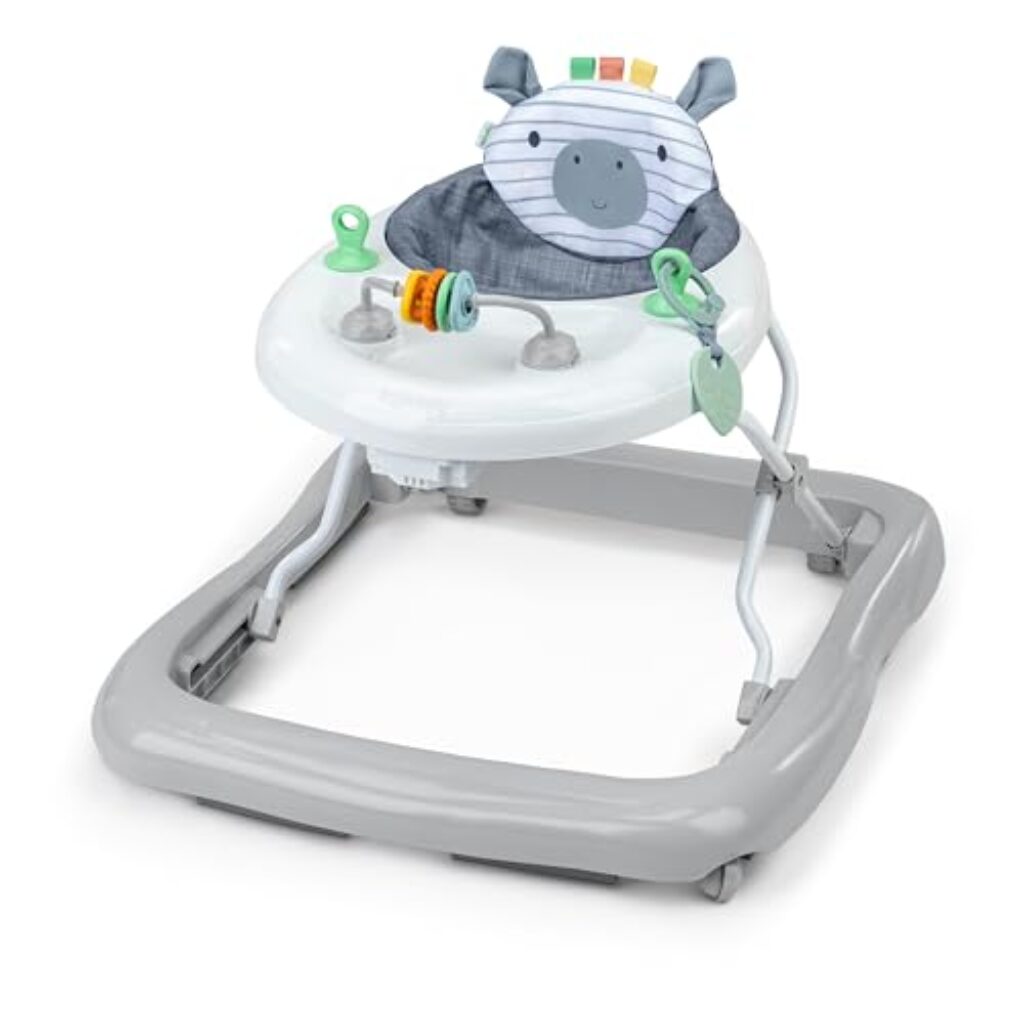 Ingenuity Smooth Strides Aktivitäten-Lauflernhilfe – Chambray – Entwicklungsfähige Lauflernhilfe – Höhenverstellbar in 3 Positionen – Spielzeug inklusive – 6M-12M