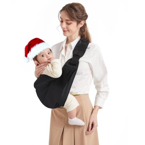 Tragetuch Baby Hüfttrage, Ergonomischer Tragehilfe für Babys unter 36 Monaten, Kleinkinder bis 15kg, Schwarz