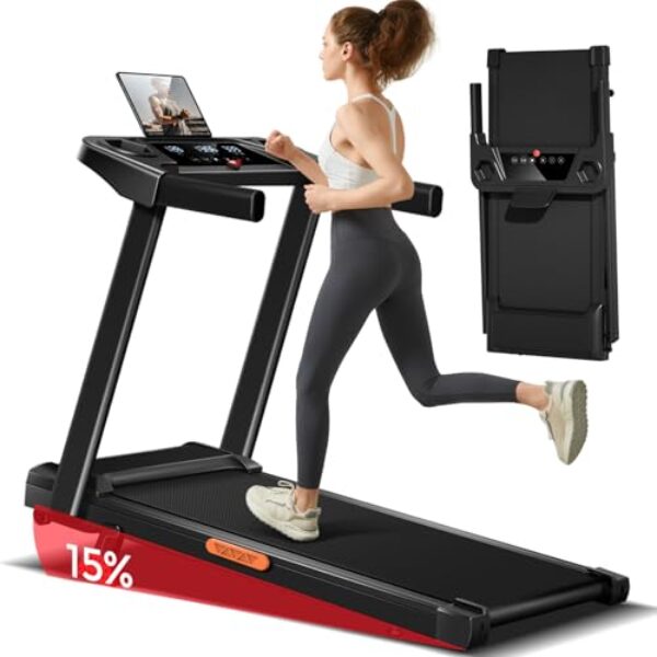 LONTEK Laufband für Zuhause Klappbar mit Steigung 9%-15%, Laufbänder 12KM/H, Treadmill for Home mit 3,0-PS-Motor und 12 voreingestellte Programme, Max Belastung 136KG